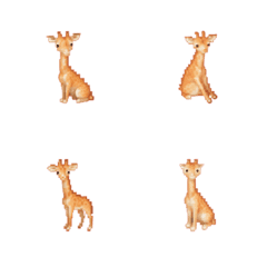 [LINE絵文字] キリンのドット絵の絵文字3の画像