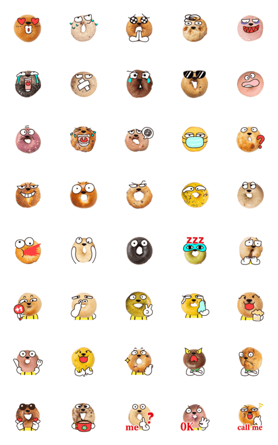 [LINE絵文字]Cute Bagel emojiの画像一覧