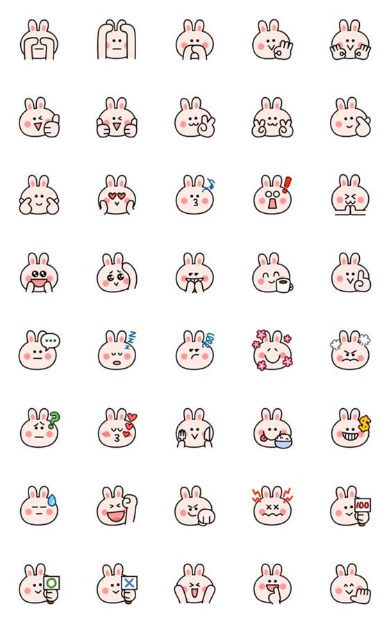 [LINE絵文字]Pink Love Rabbit *Polite Emoji*の画像一覧