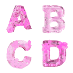 [LINE絵文字] 3Dアルファベット 桜ピンクグラスの画像