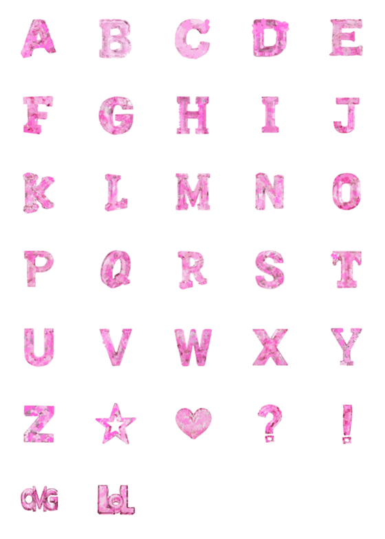 [LINE絵文字]3Dアルファベット 桜ピンクグラスの画像一覧