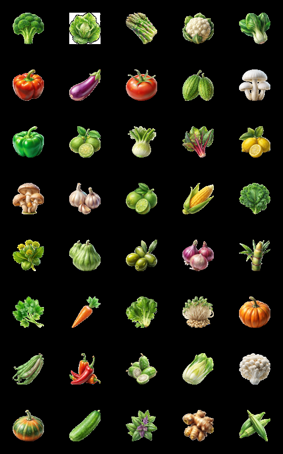 [LINE絵文字]Fresh Vegetable Collection (Emoji)Dukdikの画像一覧