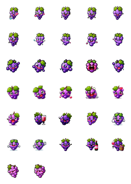 [LINE絵文字]絵文字コレクション - 可愛いぶどうの画像一覧