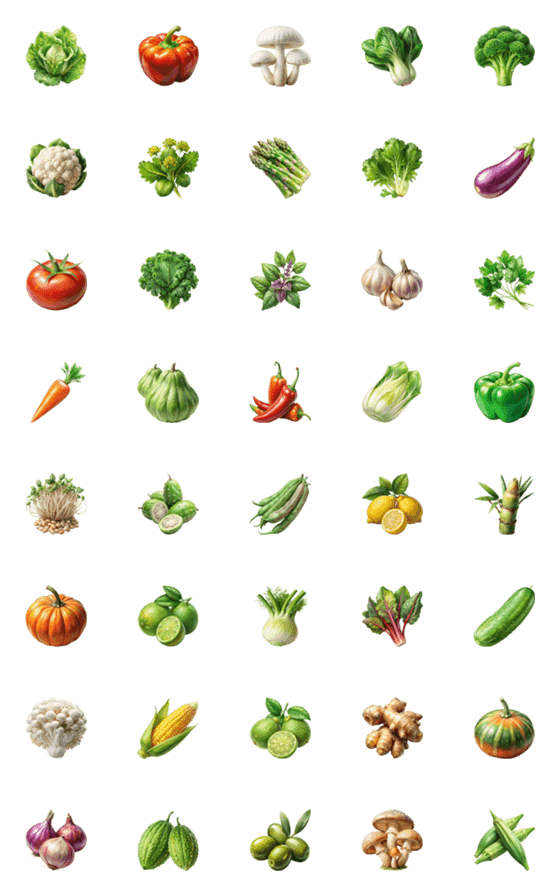 [LINE絵文字]Fresh Vegetable Collection (Emoji)の画像一覧