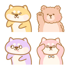 [LINE絵文字] Curly bear＆Shiba inu -Etiquette emojisの画像