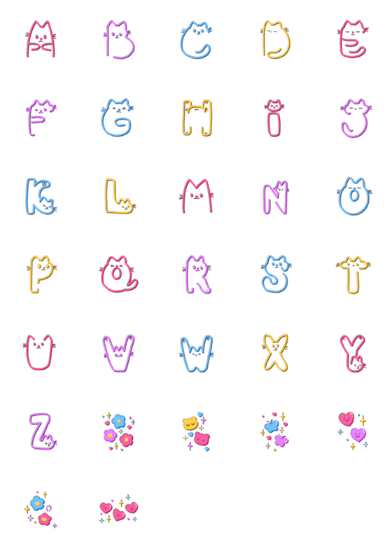 [LINE絵文字]Cute alphabet, catの画像一覧