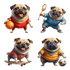 [LINE絵文字] Pug Dog : Love Sports ＆ Exercise (Emoji)の画像