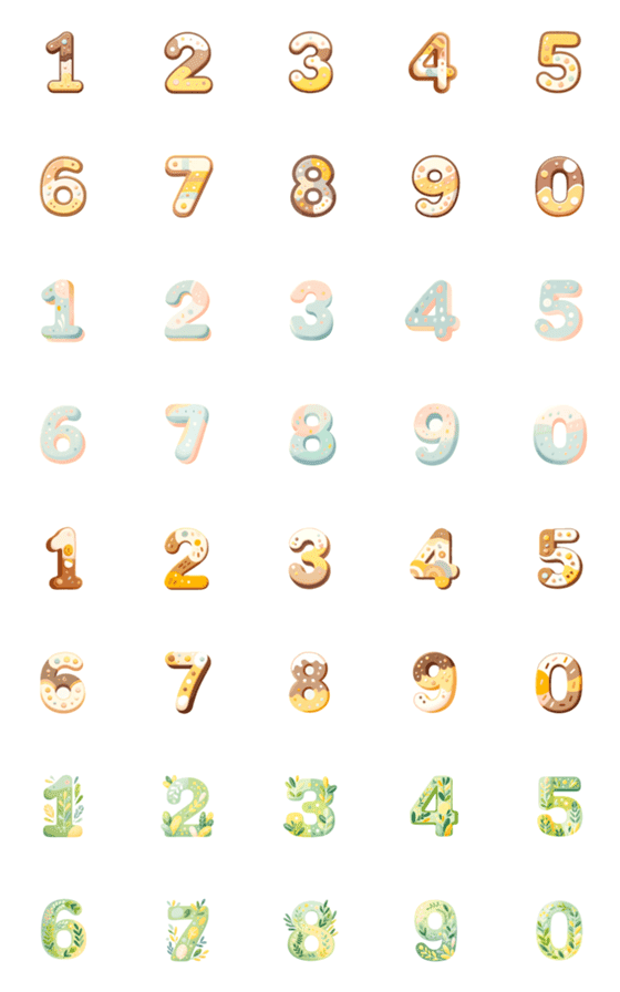 [LINE絵文字]Number puffy pastel colourful emojiの画像一覧