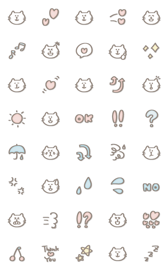 [LINE絵文字]光る☆水彩風ねこさんのえもじの画像一覧