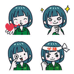 [LINE絵文字] Girl in green shirt emoticonの画像