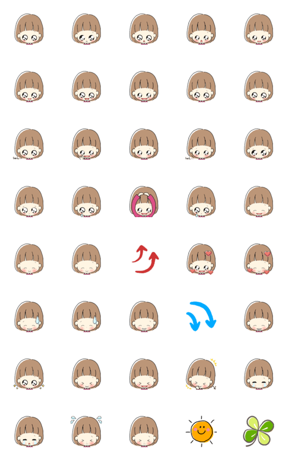 [LINE絵文字]表情豊かなショートボブの女の子の画像一覧