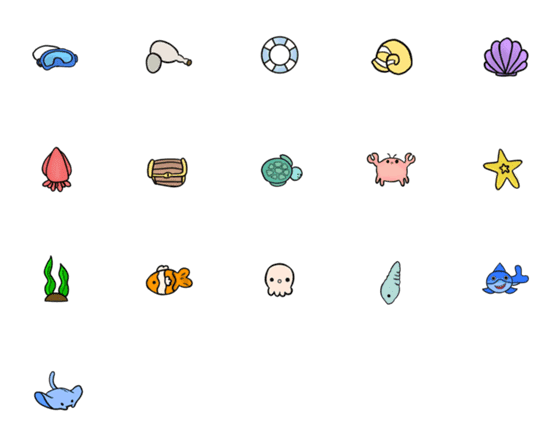 [LINE絵文字]Collection of cute sea animalsの画像一覧