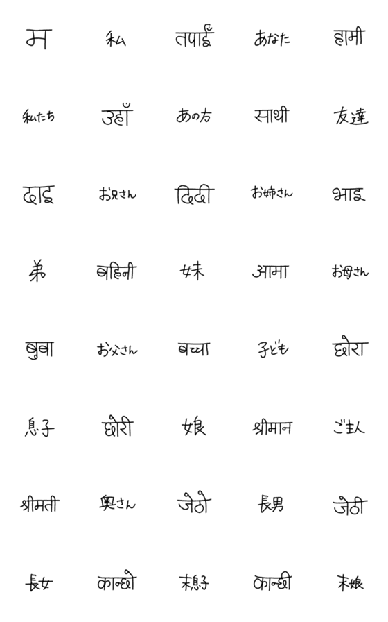 [LINE絵文字]シンプルネパール語絵文字（人）の画像一覧