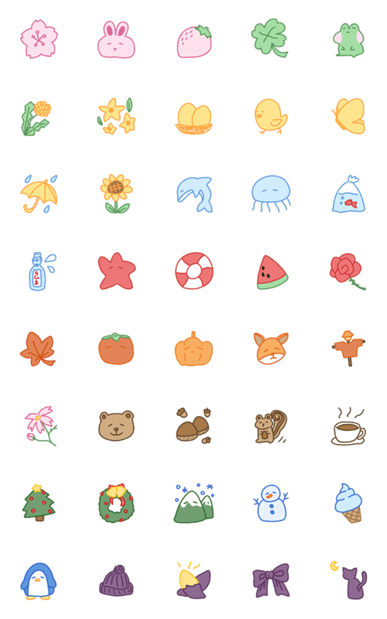 [LINE絵文字]four seasons cute emojiの画像一覧