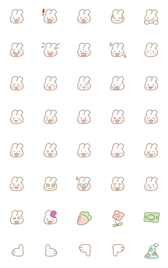 [LINE絵文字]ふわふわ うさぎの画像一覧