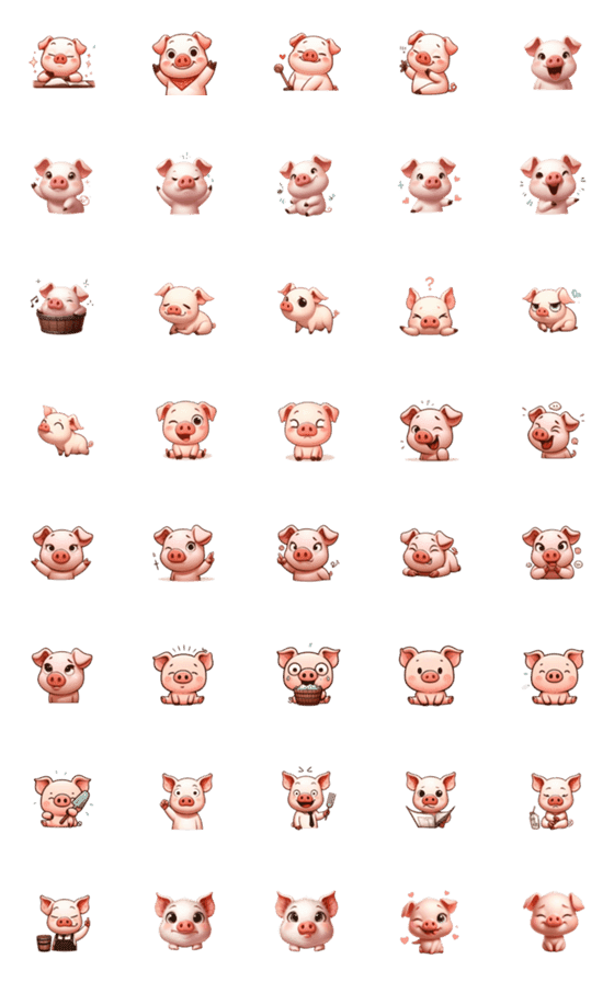 [LINE絵文字]Cute pig emoticon stickerの画像一覧