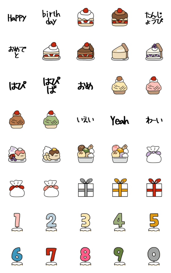 [LINE絵文字]meforの絵文字_バースデーの画像一覧