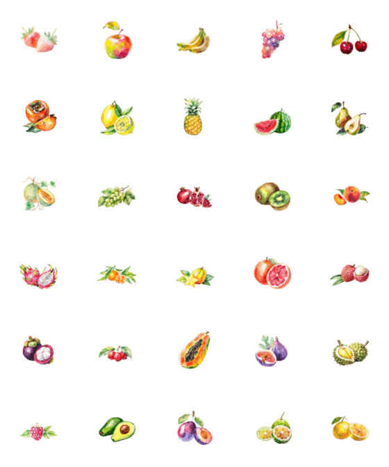 [LINE絵文字]いろいろなフルーツセットの画像一覧