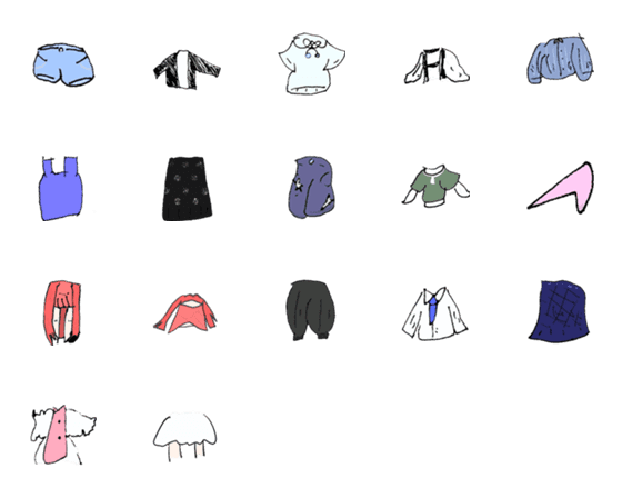 [LINE絵文字]いろんな洋服とかの画像一覧