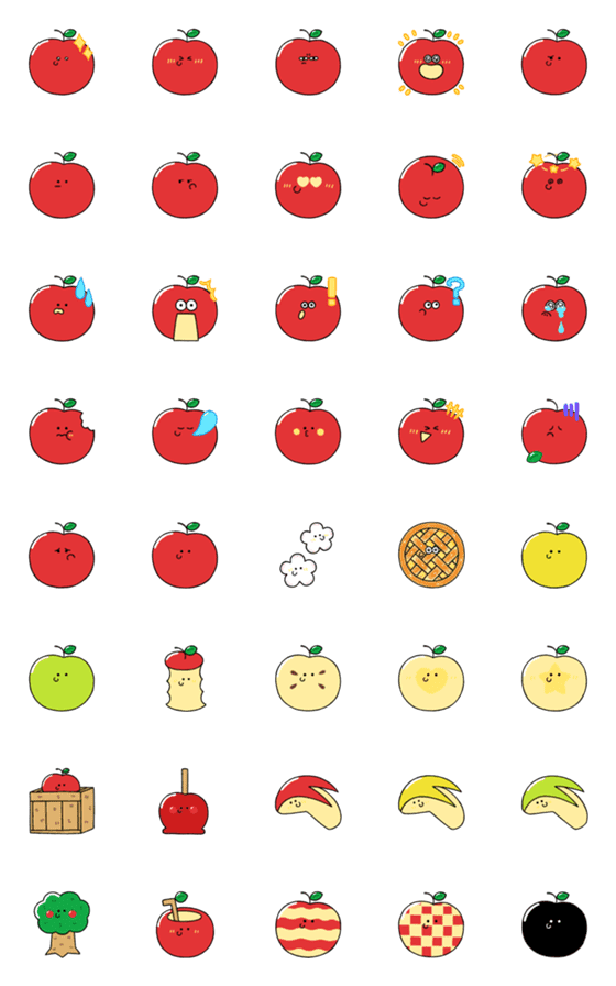 [LINE絵文字]リンゴのにこにこ絵文字の画像一覧
