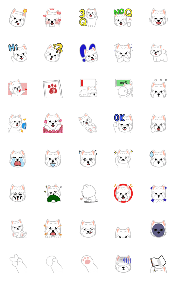 [LINE絵文字]Emojis of West Highland White Terrier1の画像一覧