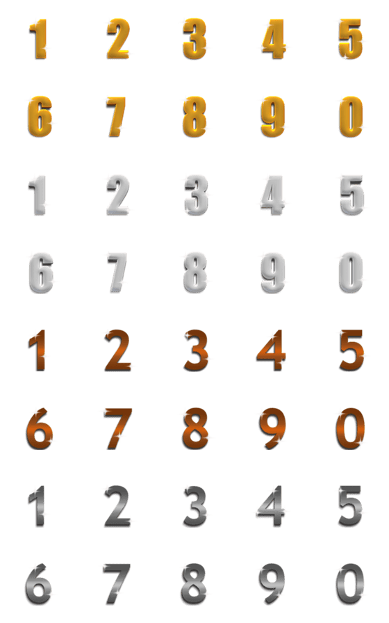 [LINE絵文字]Number classic metallic animation emojiの画像一覧