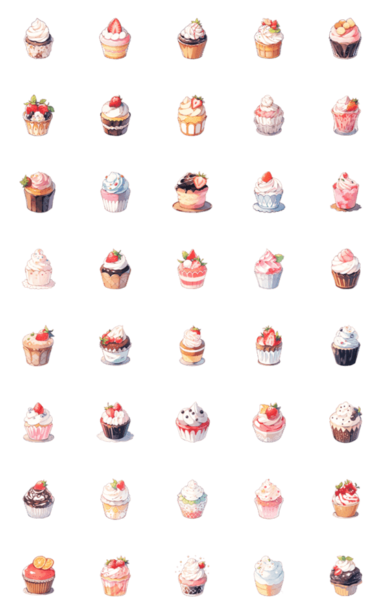 [LINE絵文字]Sweet Cupcakeの画像一覧