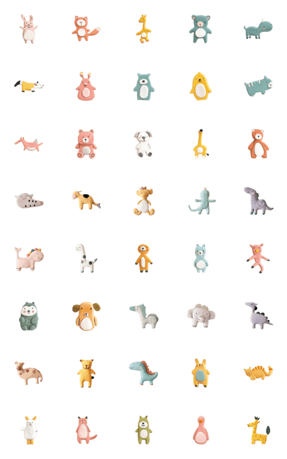 [LINE絵文字]cute animals clayの画像一覧