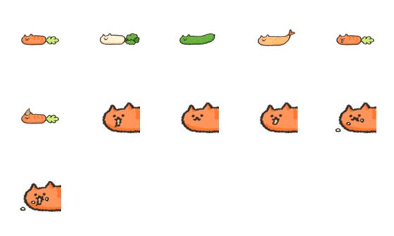 [LINE絵文字]ねこ野菜絵文字1サンプルの画像一覧