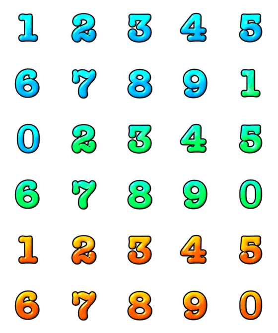 [LINE絵文字]エンボス加工された光沢のある数字の画像一覧