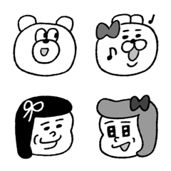 [LINE絵文字] うたぺろ絵文字2 モノクロの画像