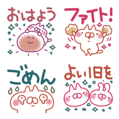 [LINE絵文字] 動く絵文字❀カラフルペン❀ねことうさぎの画像