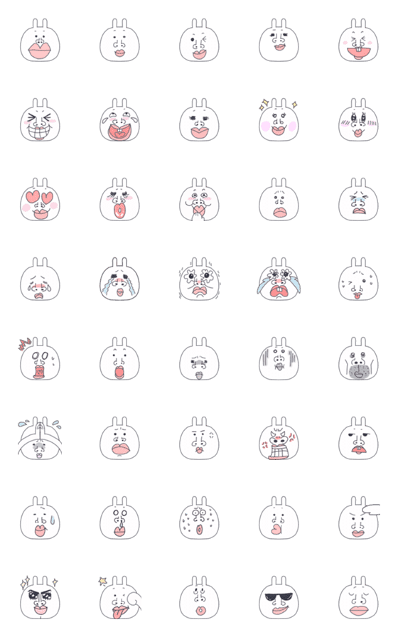 [LINE絵文字]ぶちゃいくウサギの画像一覧