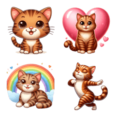 [LINE絵文字] Cute Funny Brown Cat emojiの画像