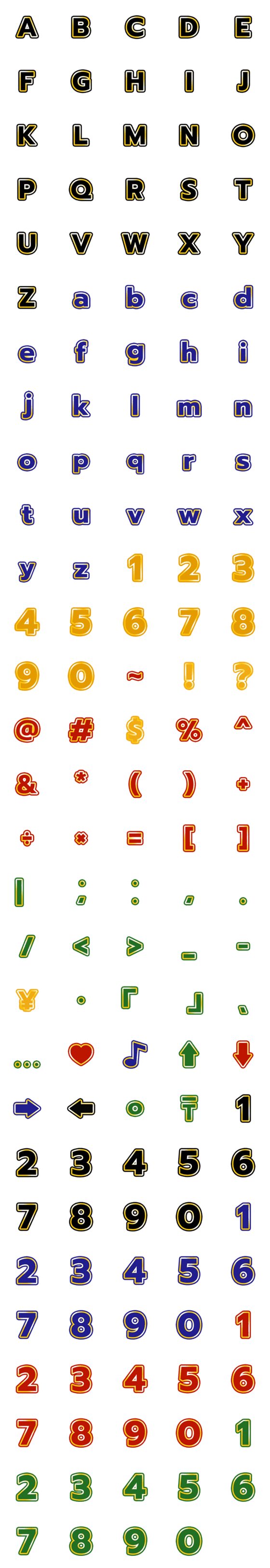 [LINE絵文字]140icon++ Classic number+ABC emojiの画像一覧