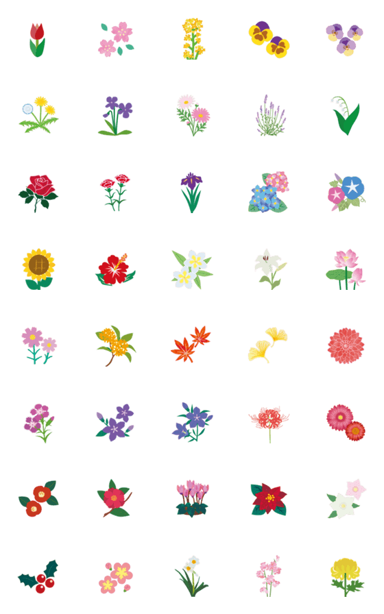 [LINE絵文字]四季の花の絵文字の画像一覧