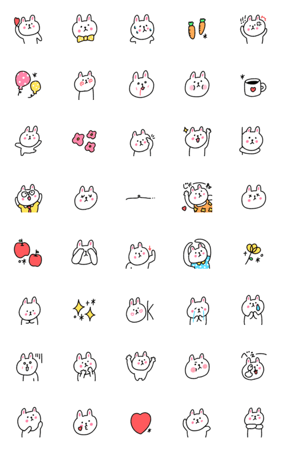 [LINE絵文字]ゆるーい♡うさぎ2の画像一覧