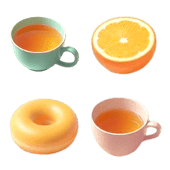 [LINE絵文字] 紅茶とドーナツ 絵文字の画像