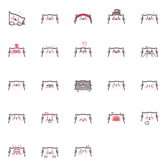 [LINE絵文字]Cute white cat emoji v.1の画像一覧