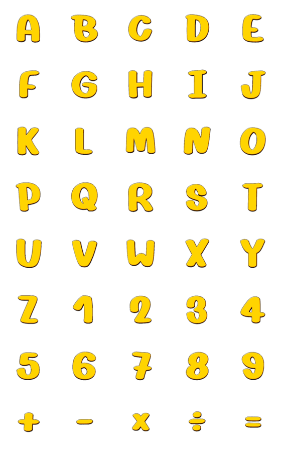 [LINE絵文字]Alphabet yellow puffy emojiの画像一覧