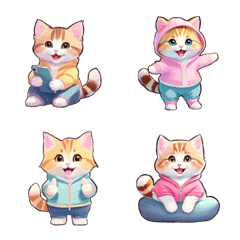 [LINE絵文字] パーカーねこ 子猫 絵文字3の画像