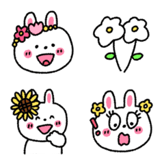 [LINE絵文字] 可愛い癒しうさぎ9♡お花いっぱいの画像
