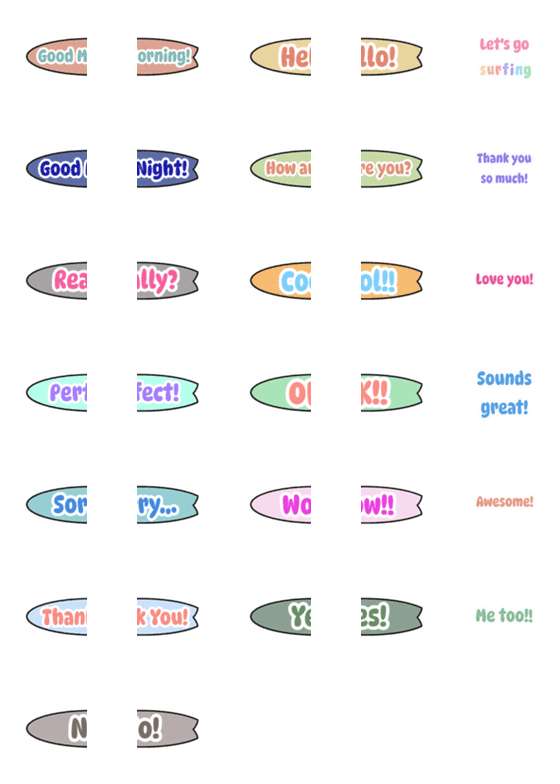 [LINE絵文字]サーフボード絵文字1 英語バージョンの画像一覧
