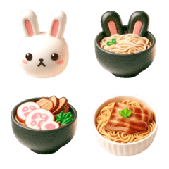 [LINE絵文字] うさぎ ラーメン 絵文字の画像