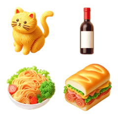 [LINE絵文字] ねこ パスタ 絵文字の画像