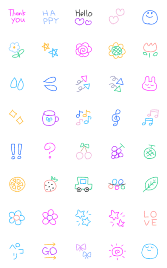 [LINE絵文字]クレヨンらくがき手書き風⭐︎シンプル記号の画像一覧