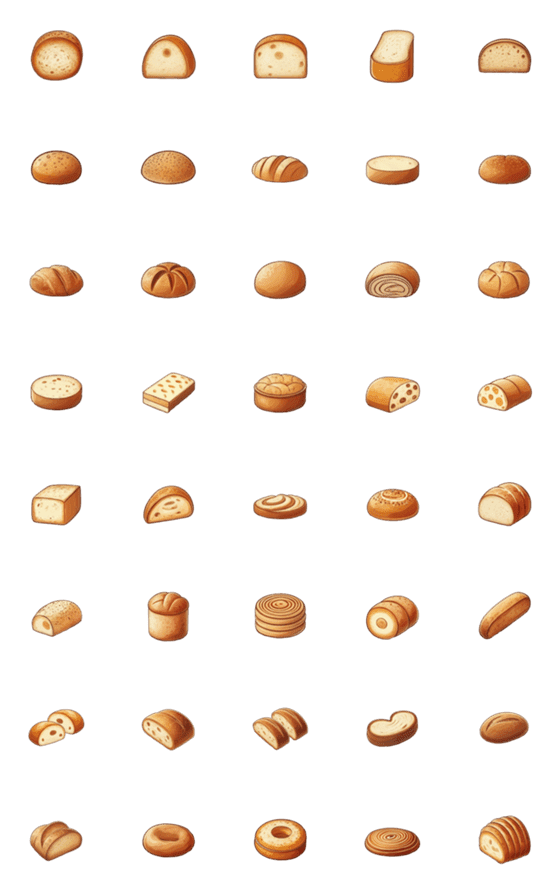 [LINE絵文字]おいしいパンを集めましたの画像一覧