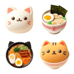 [LINE絵文字] ねこ ラーメン 絵文字の画像