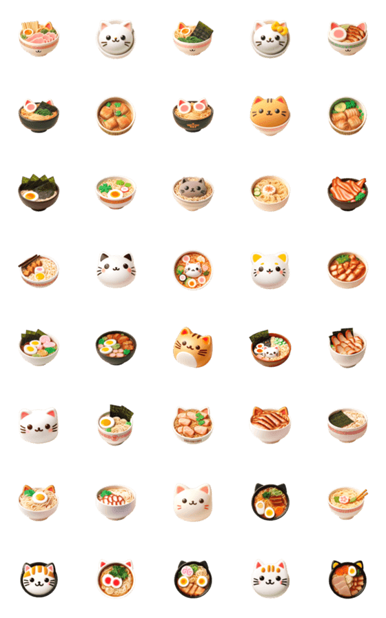 [LINE絵文字]ねこ ラーメン 絵文字の画像一覧