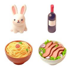 [LINE絵文字] うさぎ パスタ 絵文字の画像